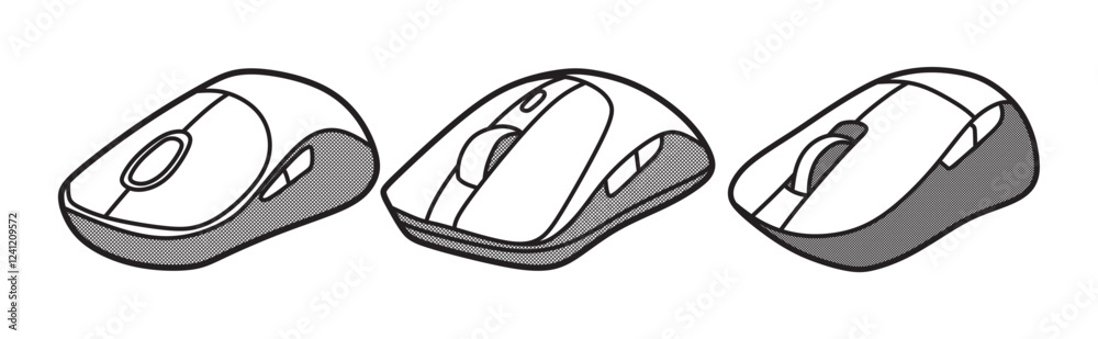 three simple black and white computer mouse vector images three simple black and white computer mouse vector images