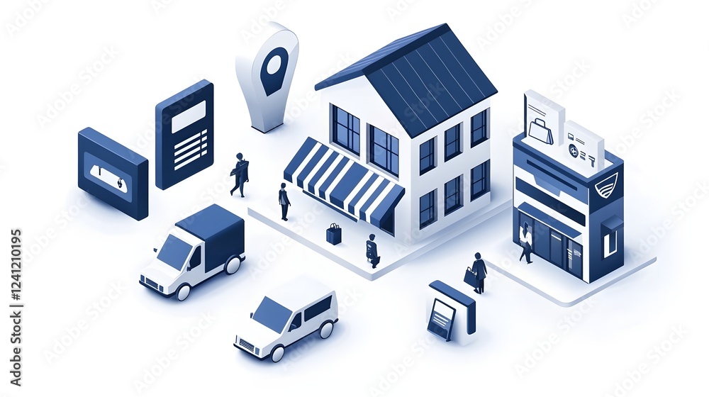 Isometric visual representation of a comprehensive online marketplace featuring multiple digital storefronts integrated payment options Isometric visual representation of a comprehensive online marketplace featuring multiple digital storefronts integrated payment options