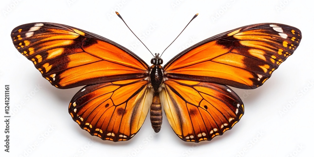Obraz premium Stunning Panoramic Image of an Orange and Black Butterfly Isolated on White