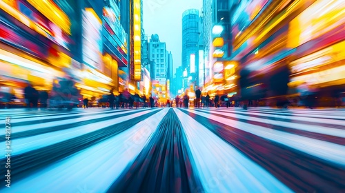 Fototapeta Naklejka Na Ścianę i Meble -  Vibrant Dynamic Street Scene of Bustling Entrepreneurs and Small Businesses in Action