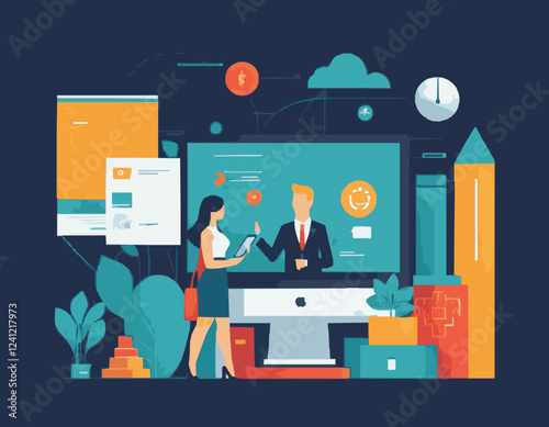 AI Revolutionizing Business Operations Vector