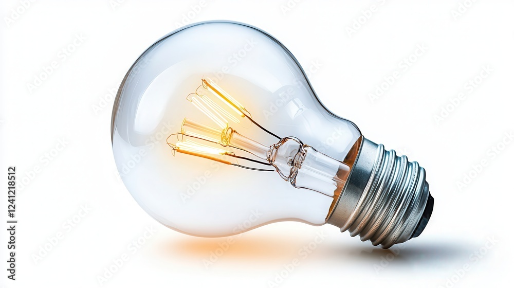 Illuminated light bulb with glowing filament on a white background Illuminated light bulb with glowing filament on a white background