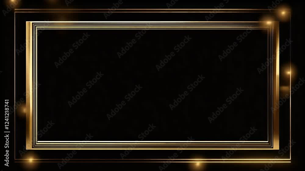 loop video rectangle background clip template elegant border luxury transparent double flower framework duet yellow picture gold card metallic text isolated duo art frame element png vertical