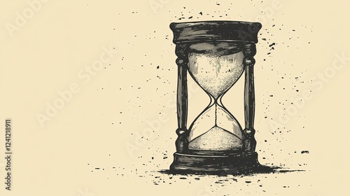 A hand-drawn vector illustration of a textured hourglass photo