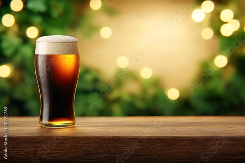 Glowing Guinness Pint in a Warm and Lively Irish Digital Art with Golden Accents