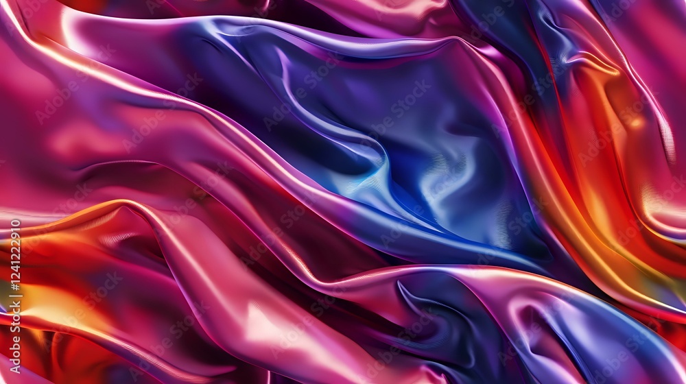 Vibrant flowing abstract background with smooth liquid waves in pink, purple, blue and orange colors creating dynamic motion and energy effect for modern design.
