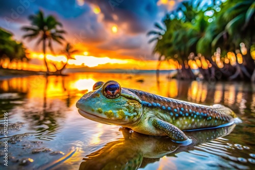 Thailand Mudskipper Long Exposure Photography:  Unique Aquatic Wildlife in Mangrove Habitat photo