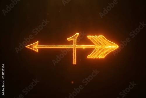 An ancient Egyptian hieroglyphic arrow glowing under a torch’s light.
