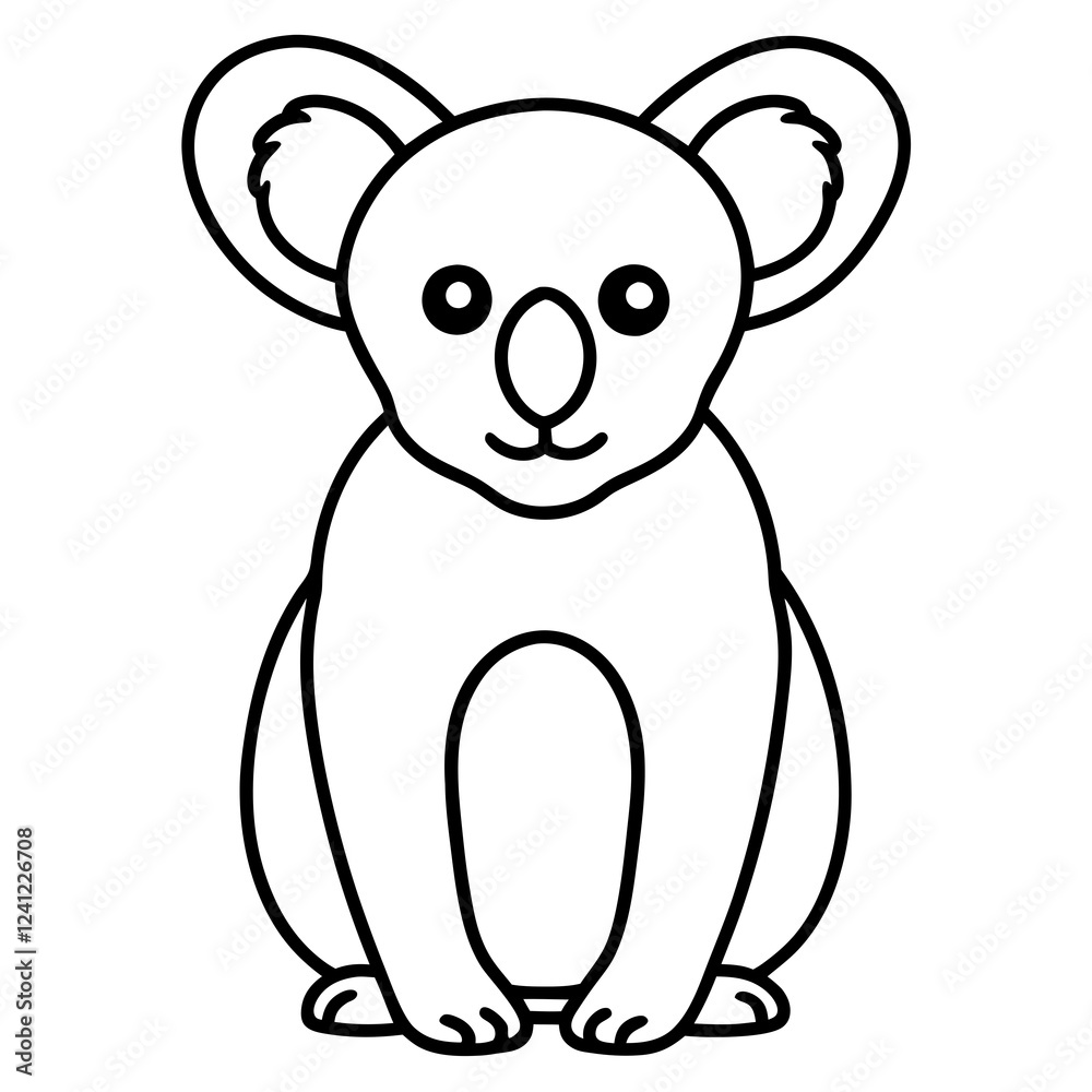 Naklejka premium Koala Outline Art in Vector