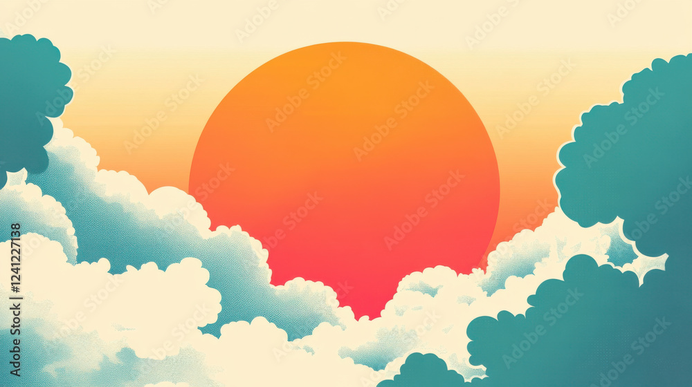 vibrant sunset with colorful clouds creates serene atmosphere vibrant sunset with colorful clouds creates serene atmosphere