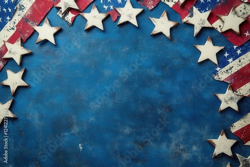 patriotic fourth of july background decorated with stars and stripes, featuring ample copy space, evoking a sense of national pride and celebration of independence