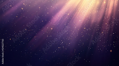 Violet banner dark bokeh particles glitter awards dust gradient abstract background. Futuristic glittering in space on violet background blank empty.