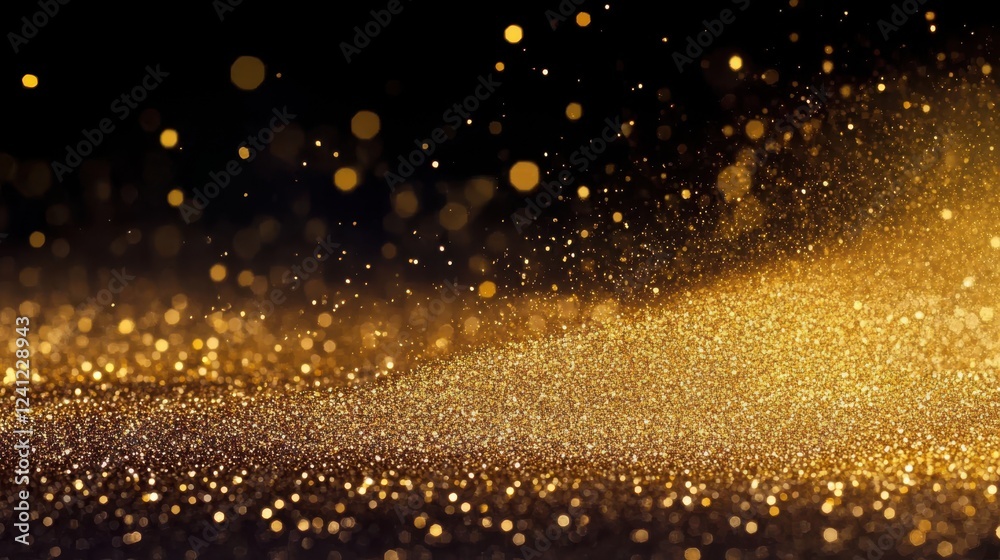 Naklejka premium The image is a black and gold background with a lot of glitter