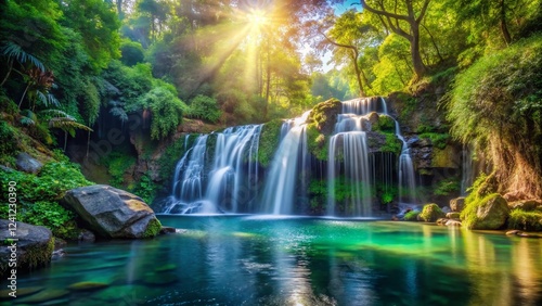 Stunning High-Definition Image: Breathtaking Waterfall in Bangladesh's Lush Landscape