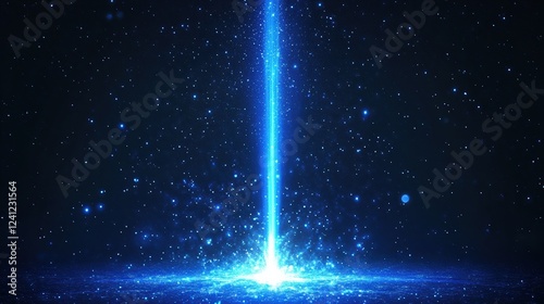 Wallpaper Mural Blue background with vertical lines of light and particles, with glowing lights and glowing effects, vertical stripes of blue light and stars on a dark background. Torontodigital.ca