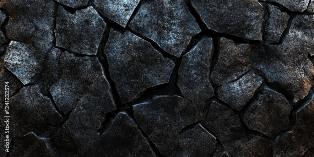 Fototapeta premium High-resolution cracked earth stone background with deep crevices and dry textures.