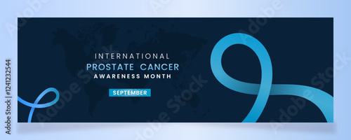 Blue ribbon awareness graphic for International Prostate Cancer Awareness Month banner