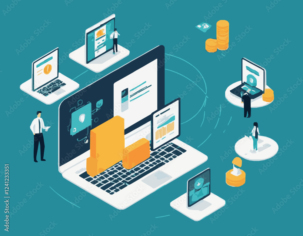 Illustration of AI Systems Improving Business Efficiency Illustration of AI Systems Improving Business Efficiency