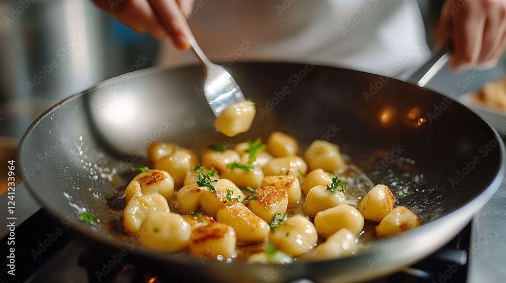 Golden gnocchi saut?(C)ed in brown butter Golden gnocchi saut?(C)ed in brown butter