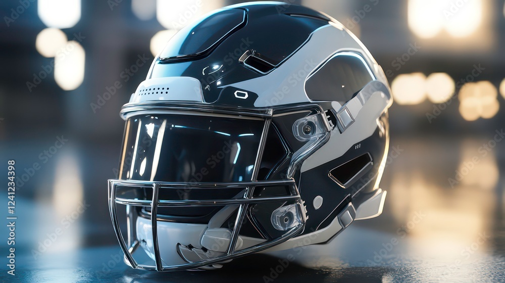 Fototapeta premium A football helmet designed for safety and performance, showcasing a sleek design and protective features.