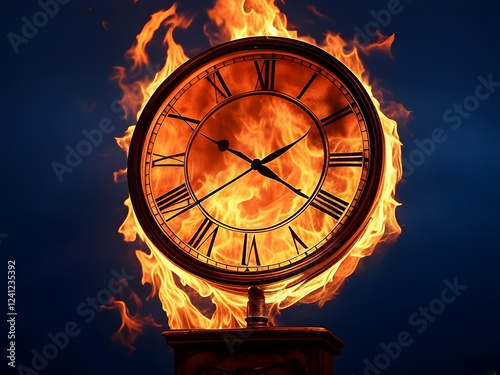 a clock on fire 
