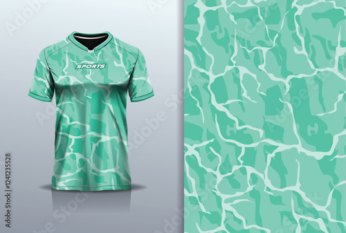 T-shirt mockup abstract texture grunge texture sport jersey design for football, soccer, racing, esports, running, in green color