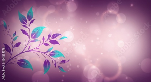 Elegant Floral Design with Bokeh Lights on Purple Background