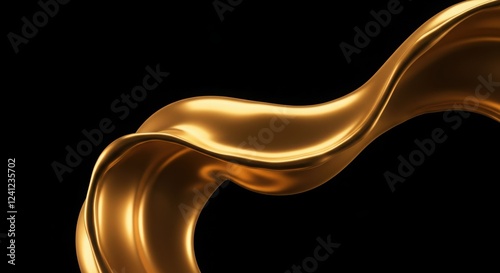 Elegant Golden Fluid Wave on Black Background
