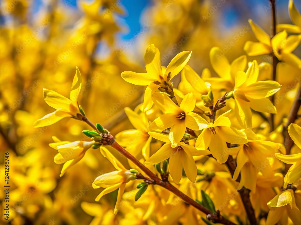 Vibrant Yellow Forsythia Bush in Full Bloom - Spring Flowers, Nature Photography Vibrant Yellow Forsythia Bush in Full Bloom - Spring Flowers, Nature Photography