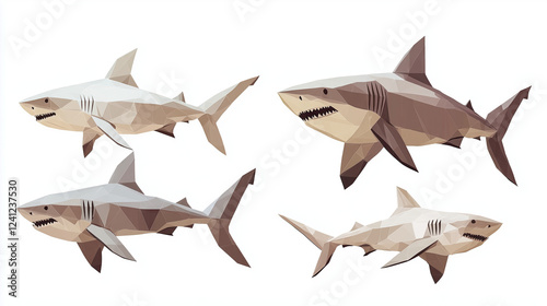 Origami style sharks