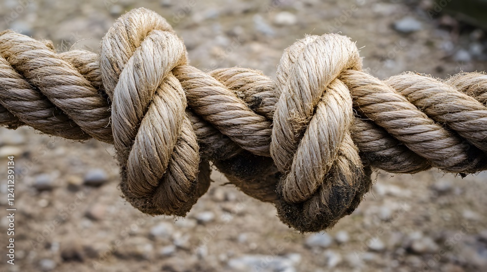 Fototapeta premium Close-up of a rope with an intricate knot, symbolizing strength and defined laws