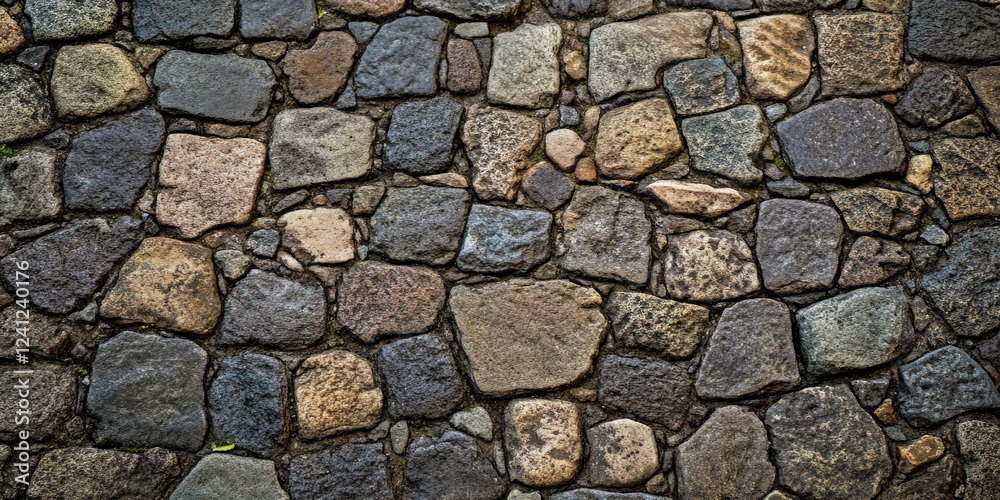 Antique cobblestone street background with worn-out irregular stones, medieval and rustic feel. Antique cobblestone street background with worn-out irregular stones, medieval and rustic feel.