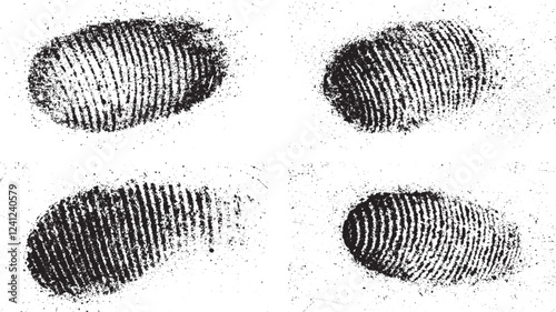 fingerprint grunge effect set isolated on a transparent background