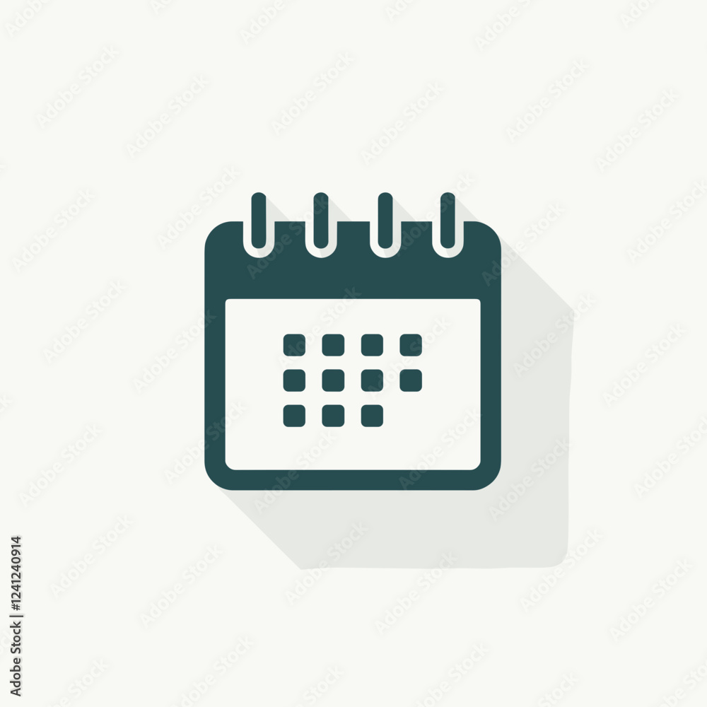 Minimalistic calendar icon in dark teal on white background, simplicity Minimalistic calendar icon in dark teal on white background, simplicity
