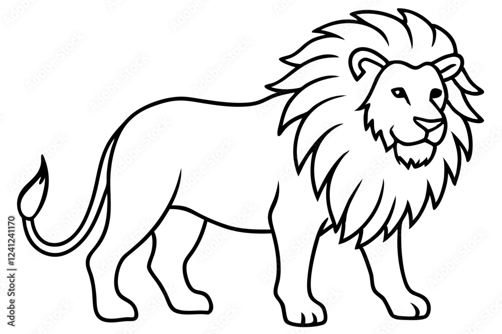 Fototapeta premium Lion in Continuous Line Vector Design