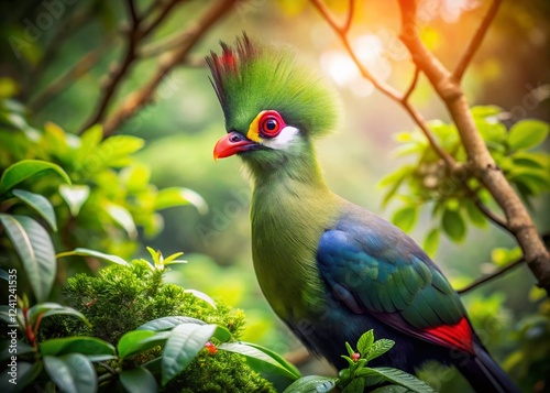 Vintage Photo: Guinea Turaco Close Encounter, Birds of Eden, Western Cape, South Africa photo