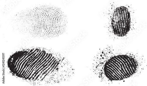 fingerprint grunge effect set isolated on a transparent background. vintage isolated transparent grunge overlay album.