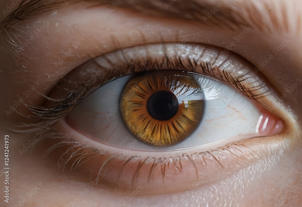 Fototapeta premium Stunning Closeup of a Brown Eye with Long Eyelashes
