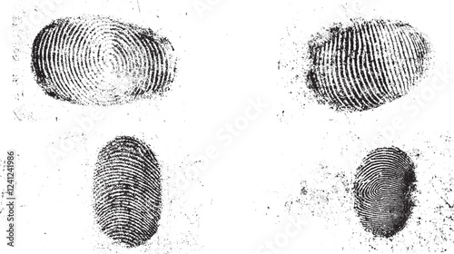 fingerprint grunge effect set isolated on a transparent background. vintage isolated transparent grunge overlay album.