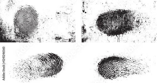 fingerprint grunge effect set isolated on a transparent background