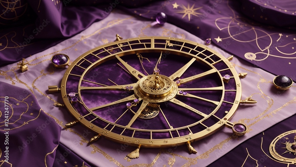 Obraz premium Golden Astrolabe on Purple Cloth.