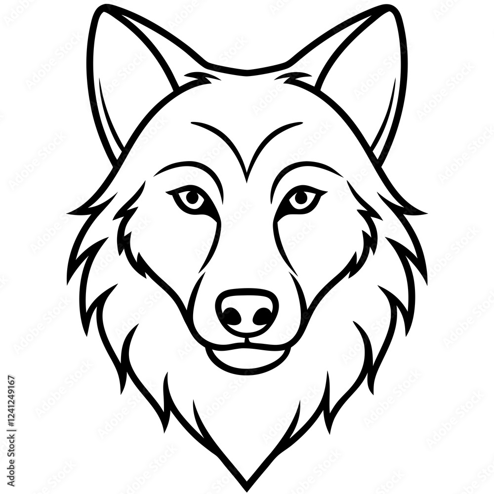 Naklejka premium Minimalist Wolf Head Art Vector Design