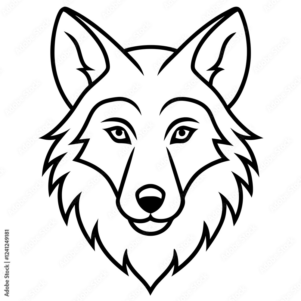 Naklejka premium Minimalist Wolf Head Art Vector Design