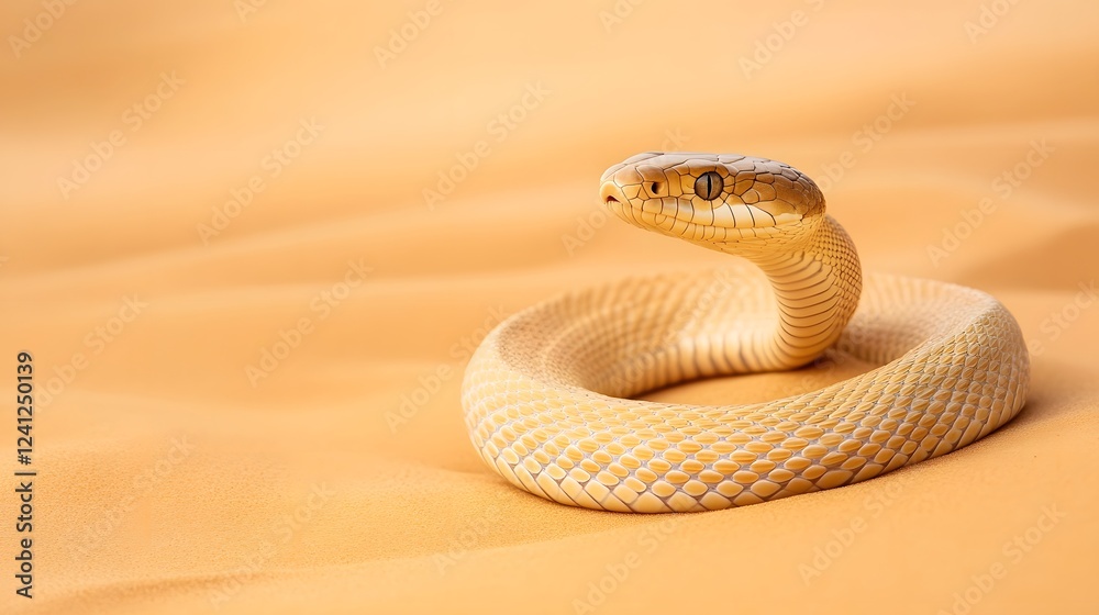 Fototapeta premium Slithering Snake Leaving Winding Trail in Desert Sand Landscape