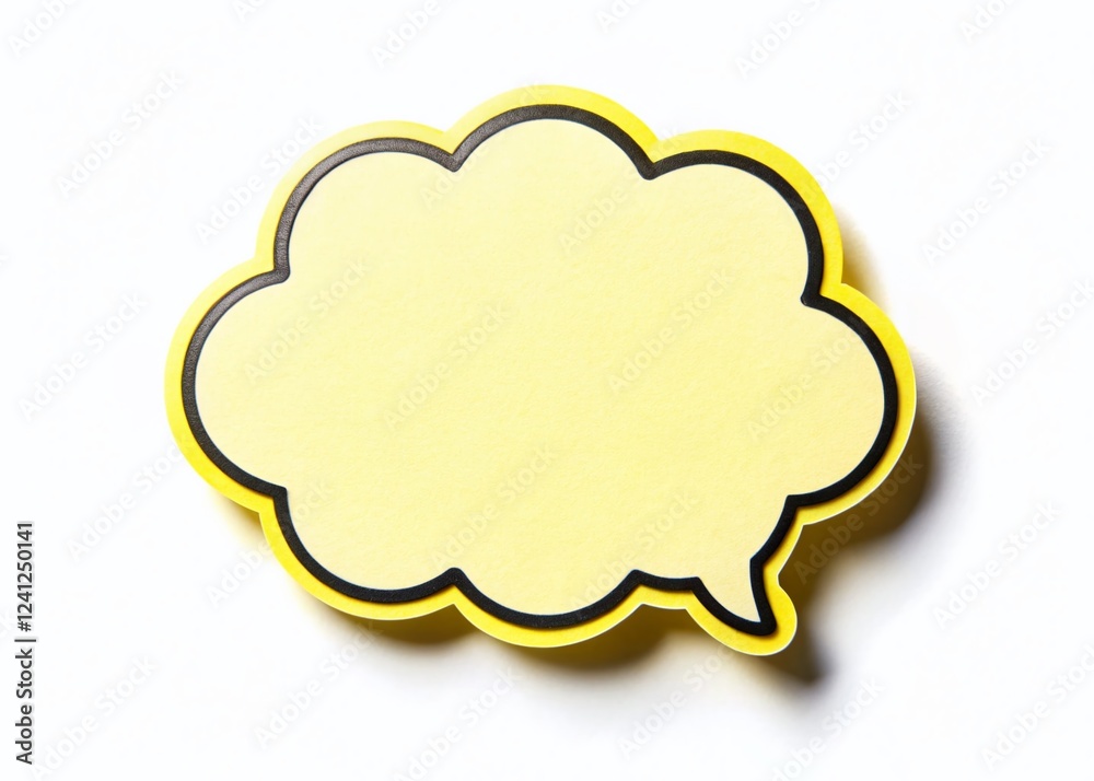 Yellow Thought Bubble Speech Bubble Sticker with Black Outline - High Resolution Stock Photo