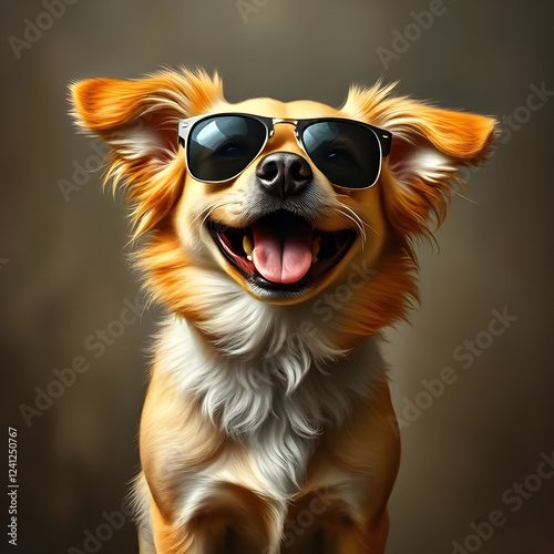 Cute Dog Wearing Sunglasses photo