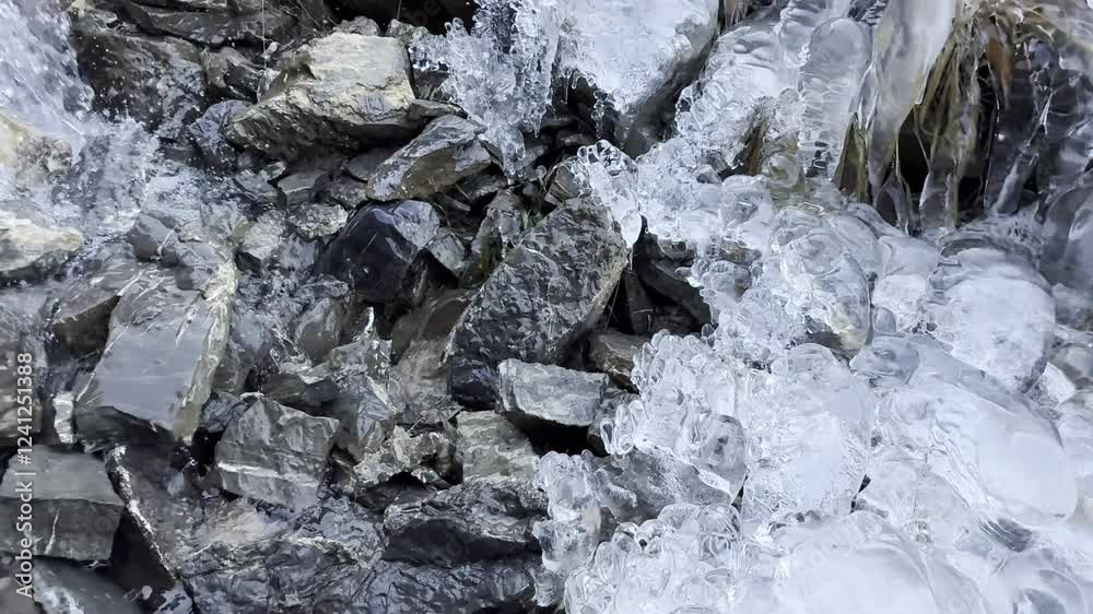 cold waters flowing from mountains, ice shapes and formations cold waters flowing from mountains, ice shapes and formations