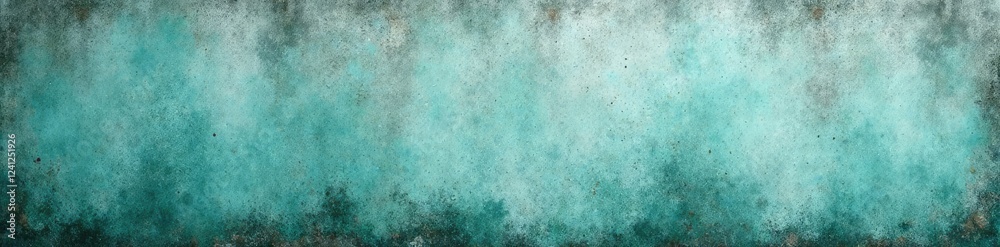 Fototapeta premium Rough grey concrete wall with greenish-blue mildew texture and water droplets, decay, rough