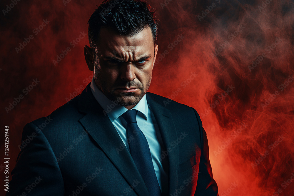 Fototapeta premium angry businessman boss in business suit over dark background