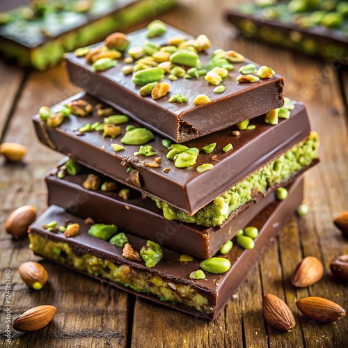 Tasty pistachio chocolate bars 